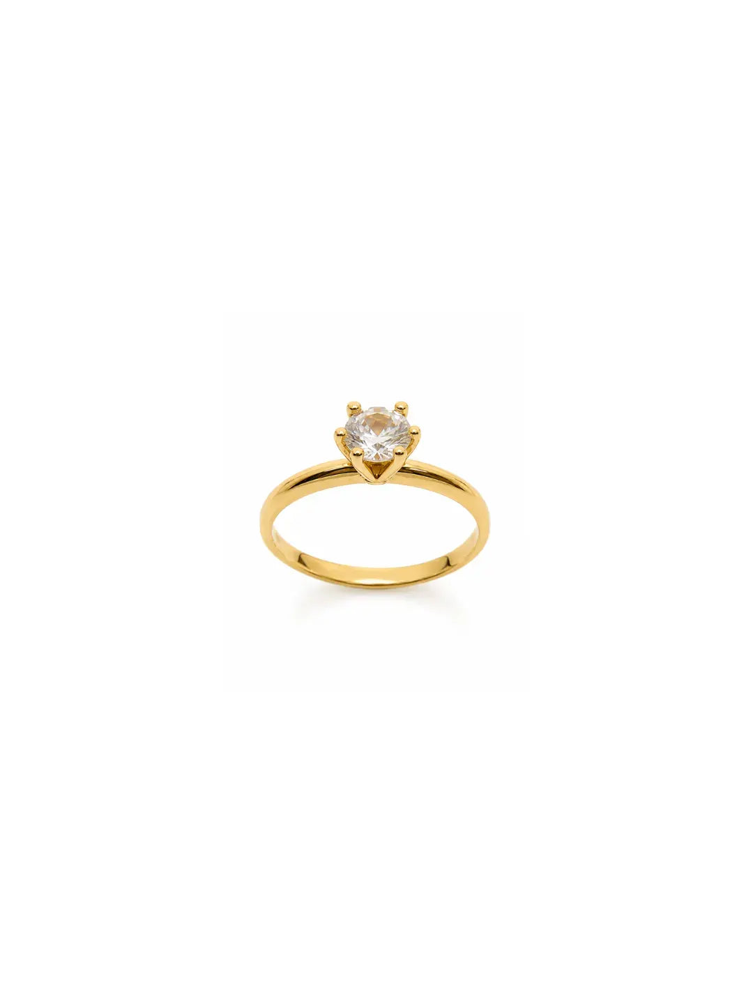 Anel Solitário Zircônia 4mm Banho Ouro 18k
