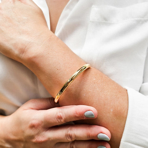 Bracelete Liso Aro Maya Banho Ouro 18k