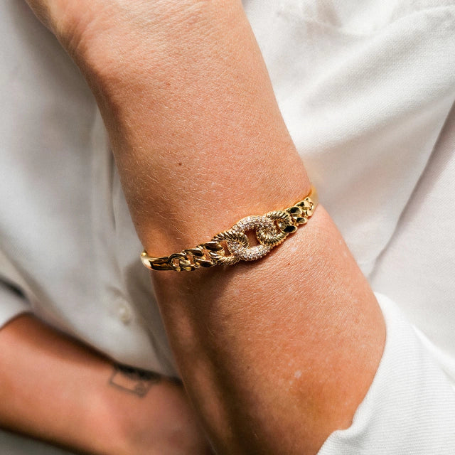 Bracelete Cravejado Elis Banho Ouro 18k