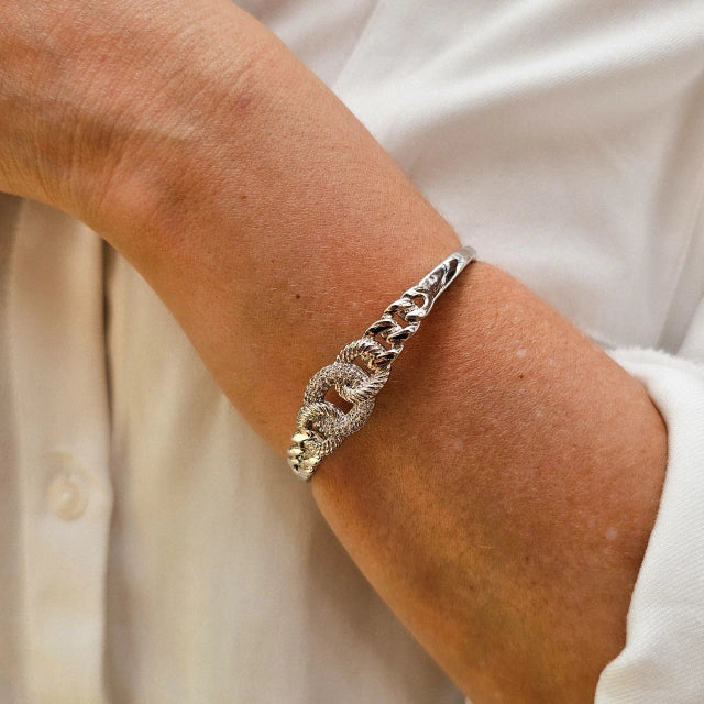 Bracelete Cravejado Elis Banho Ródio Branco