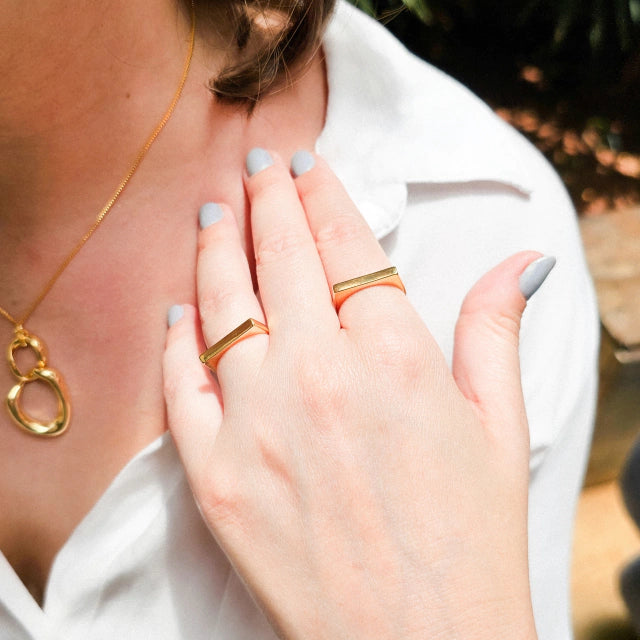 Anel Line Elis Banho Ouro 18k
