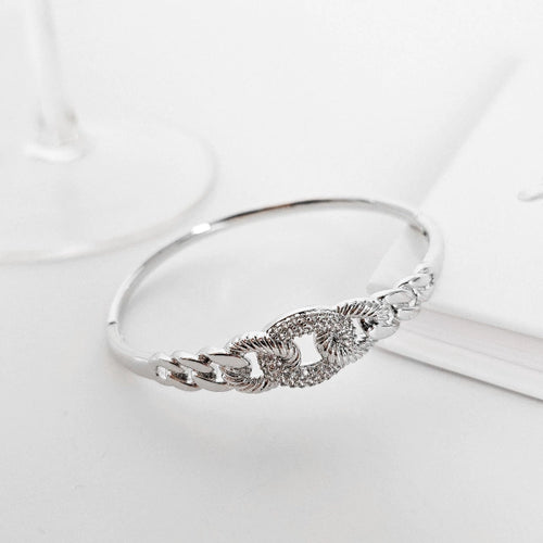 Bracelete Cravejado Elis Banho Ródio Branco