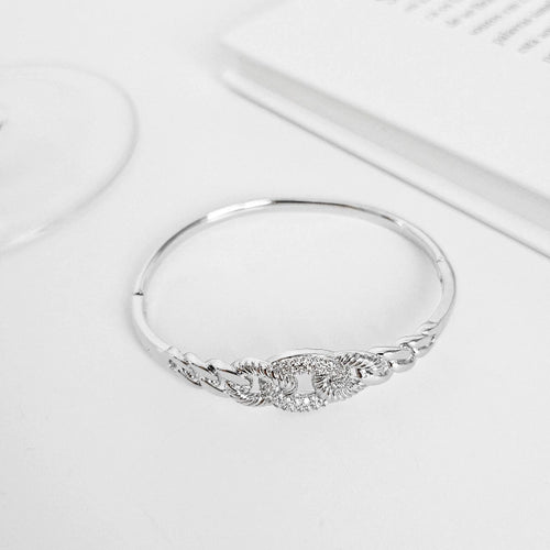 Bracelete Cravejado Elis Banho Ródio Branco