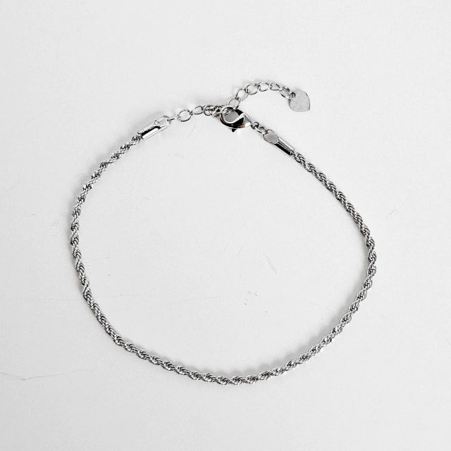 Pulseira Cordão Baiano Maria Banho Ródio Branco