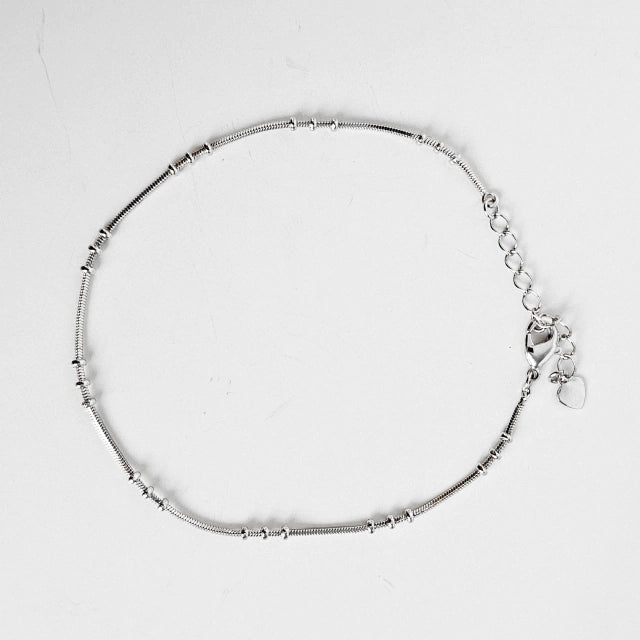 Pulseira Bolinhas Polidas Maria Banho Ródio Branco