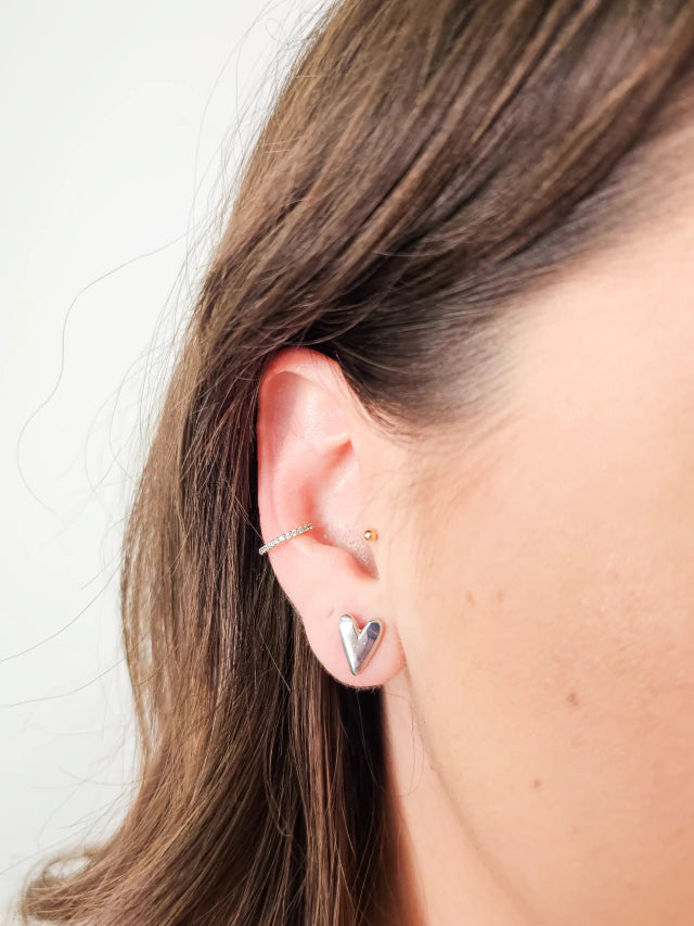 Piercing Fake Cravejado Elis Banho Ródio Branco