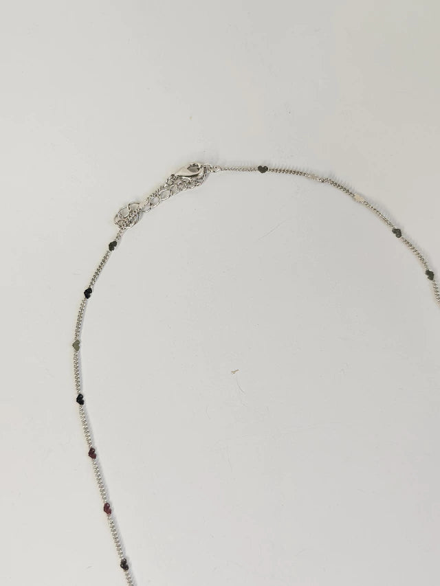 Colar Coração Nara 45cm Banho Ródio Branco