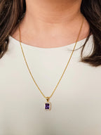 Colar Medalha Ametista Nara Banho Ouro 18k