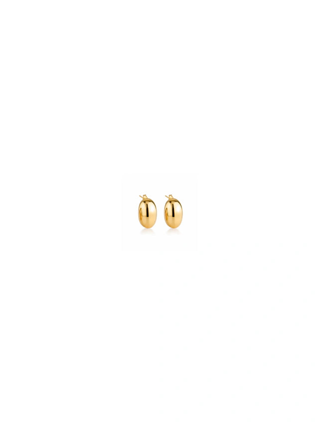 Brinco Pequeno Rita Oval Liso Banho Ouro 18k