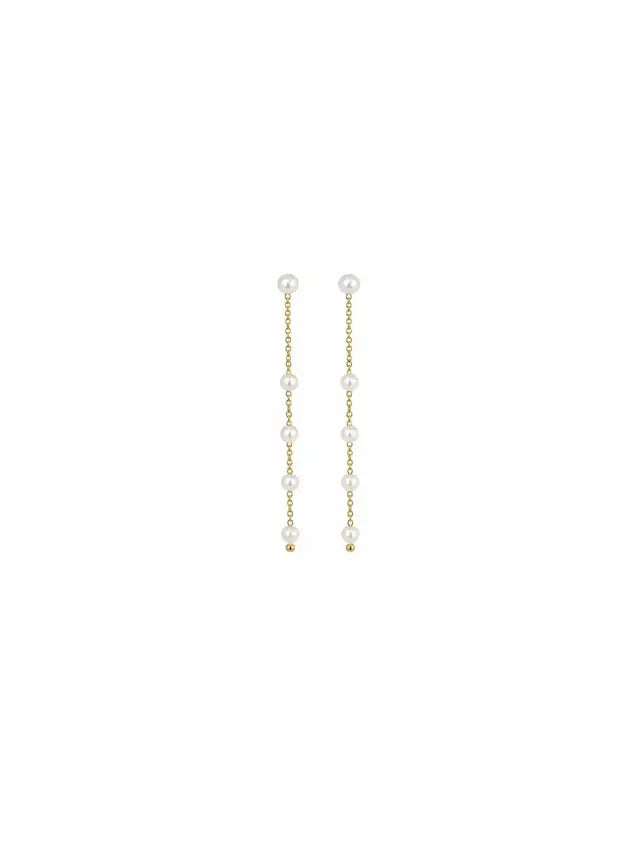 Brinco Pérolas Pendentes Banho Ouro 18k