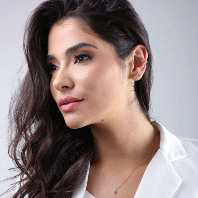 Brinco Quadrado PP com zircônia - Bruna Semijoias
