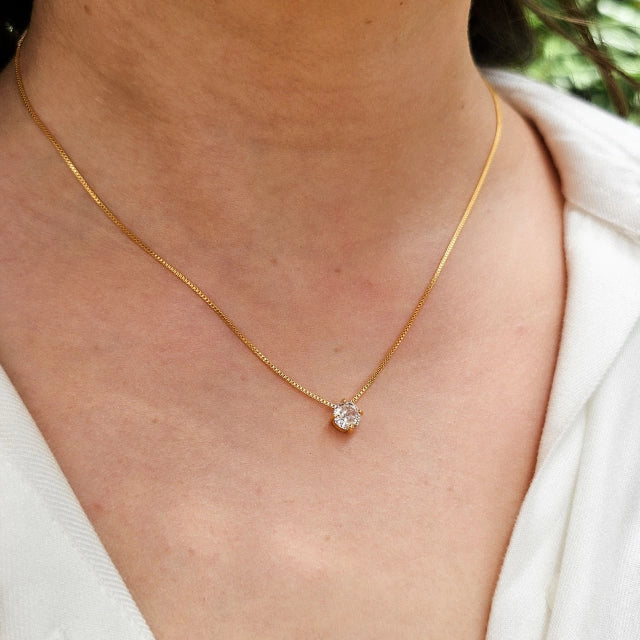 Conjunto Elis Mini Ponto de Luz Banho Ouro 18k
