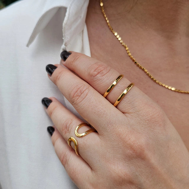 Anel Duplo Liso Clara Banho Ouro 18k