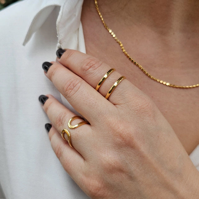 Anel Duplo Liso Clara Banho Ouro 18k