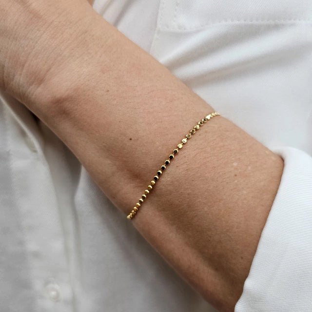 Pulseira Bolinhas Achatadas Clara Banho Ouro 18k
