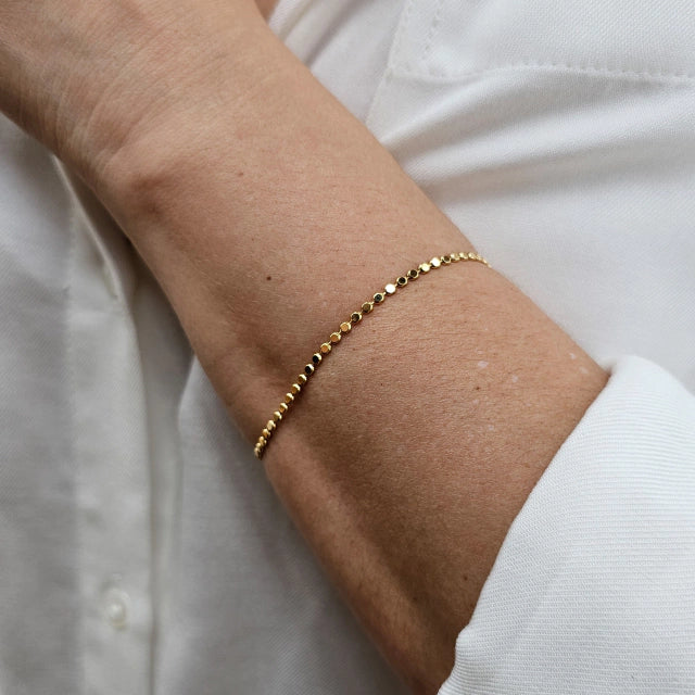 Pulseira Bolinhas Achatadas Clara Banho Ouro 18k