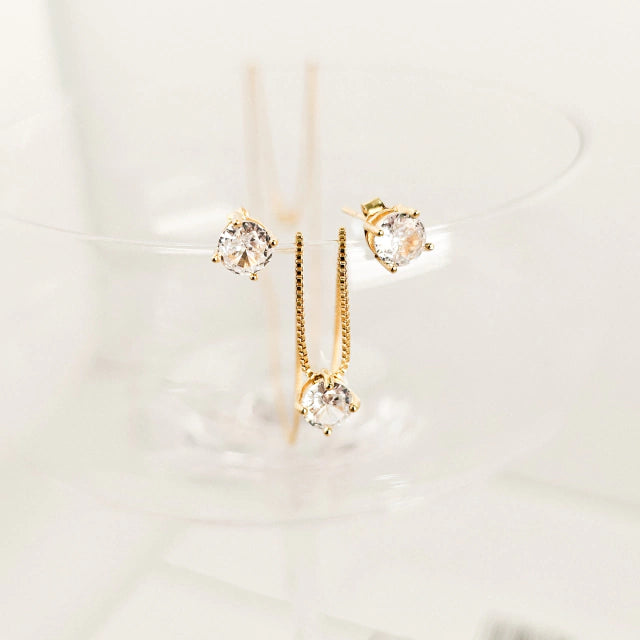 Conjunto Elis Mini Ponto de Luz Banho Ouro 18k