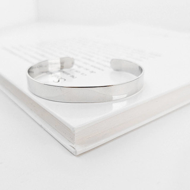 Bracelete Liso Square Elis Banho Ródio Branco