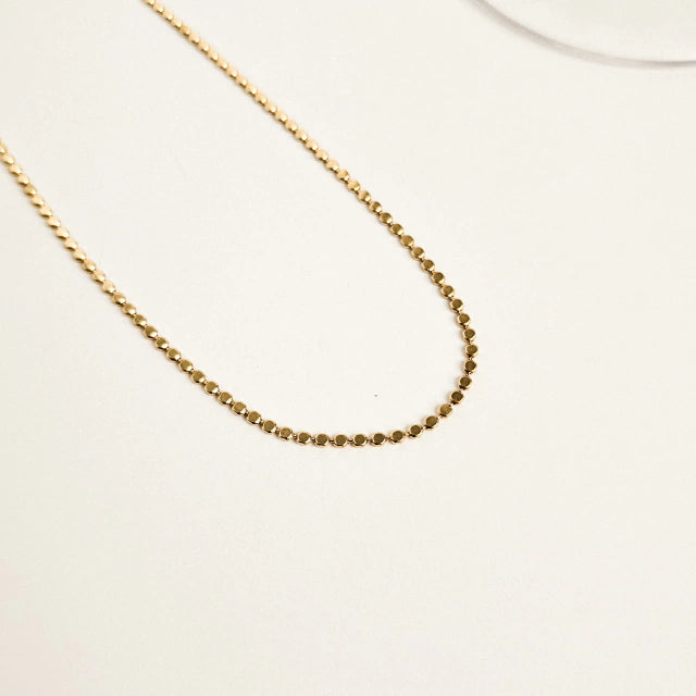 Colar Bolinhas Achatadas Clara 45cm Banho Ouro 18K