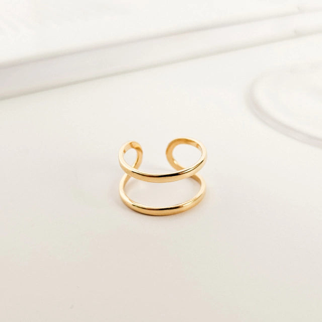 Anel Duplo Liso Clara Banho Ouro 18k