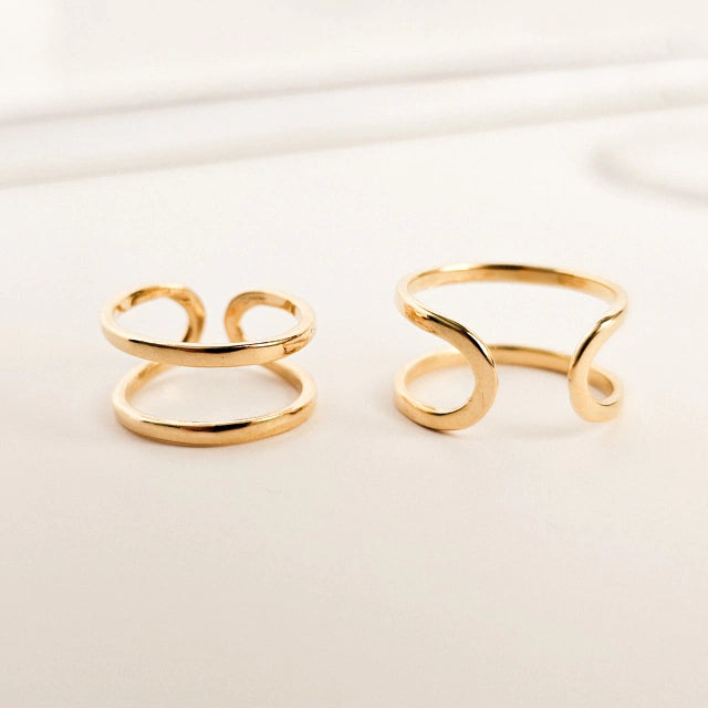 Anel Duplo Liso Clara Banho Ouro 18k
