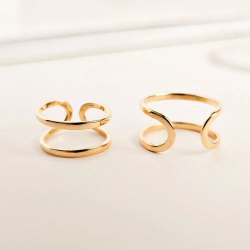 Anel Duplo Liso Clara Banho Ouro 18k