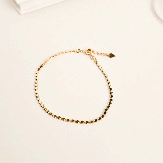 Pulseira Bolinhas Achatadas Clara Banho Ouro 18k