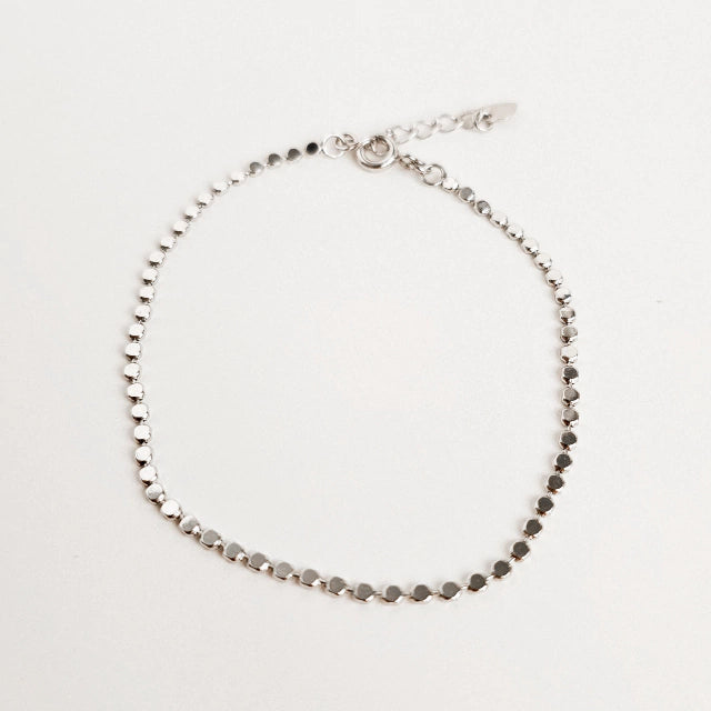 Pulseira Bolinhas Achatadas Clara Banho Ródio Branco