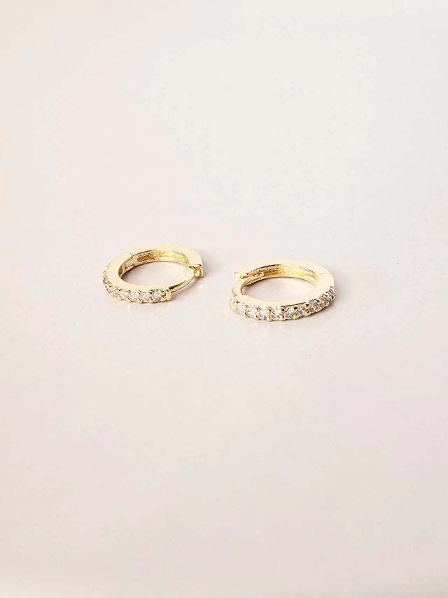 Brinco Argola Cravejada PP Banho Ouro 18k