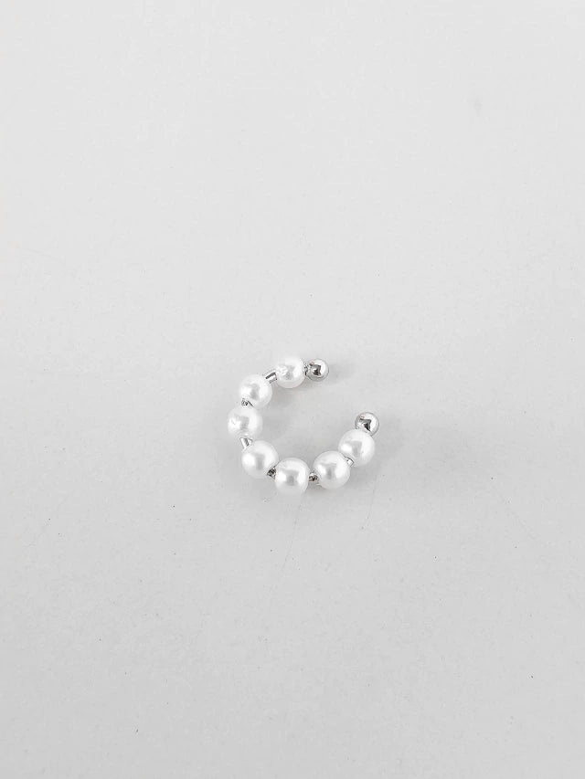 Piercing Fake Pérolas Banho Ródio Branco