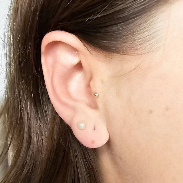 Brinco Pérola 4 mm Banho Ouro 18K