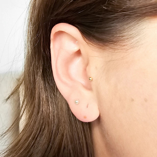 Brinco Pérola 3 mm Banho Ouro 18K
