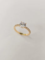 Anel Solitário Cravejado Clara 6mm Banho Ouro 18k
