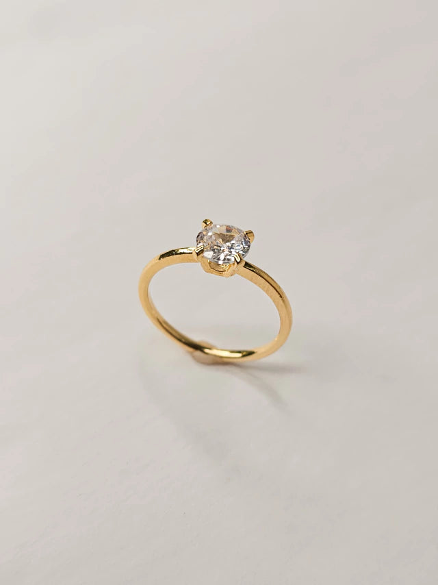 Anel Solitário Zircônia Elis 6mm Banho Ouro 18k