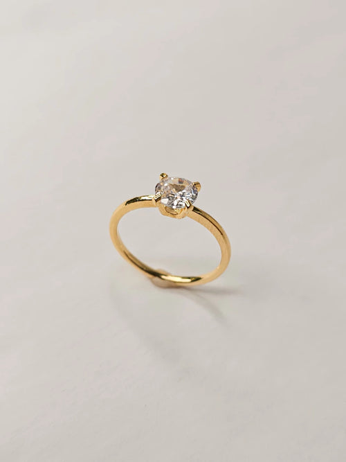 Anel Solitário Zircônia Elis 6mm Banho Ouro 18k