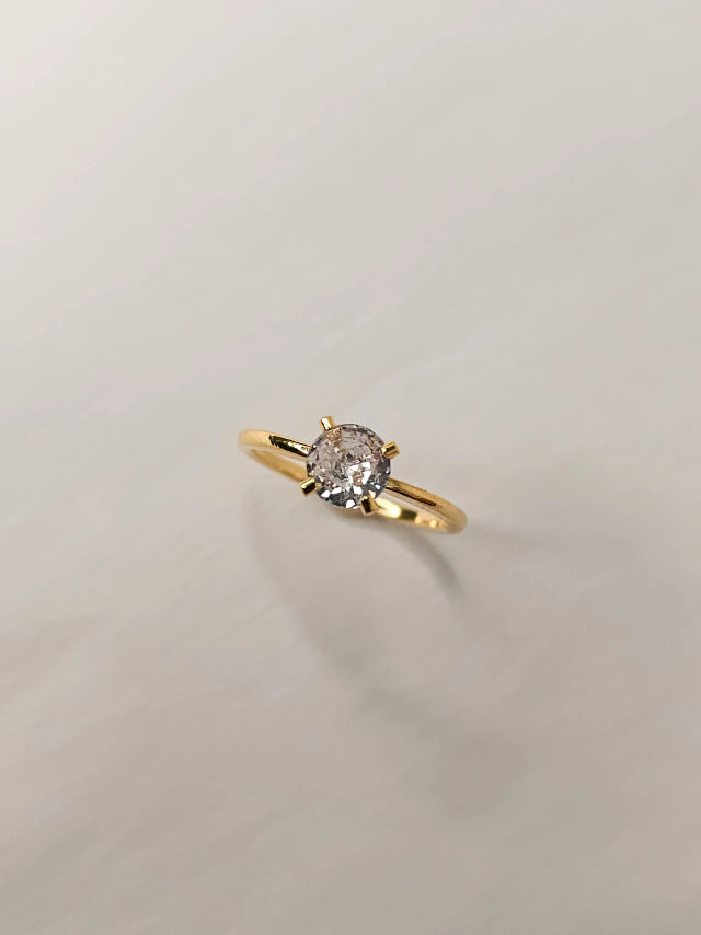 Anel Solitário Zircônia Elis 6mm Banho Ouro 18k