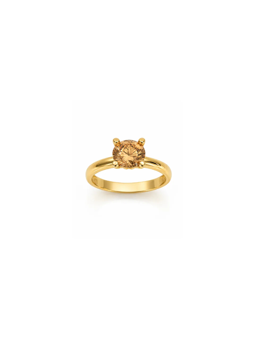Anel Solitário Champagne Zircônia Banho Ouro 18k