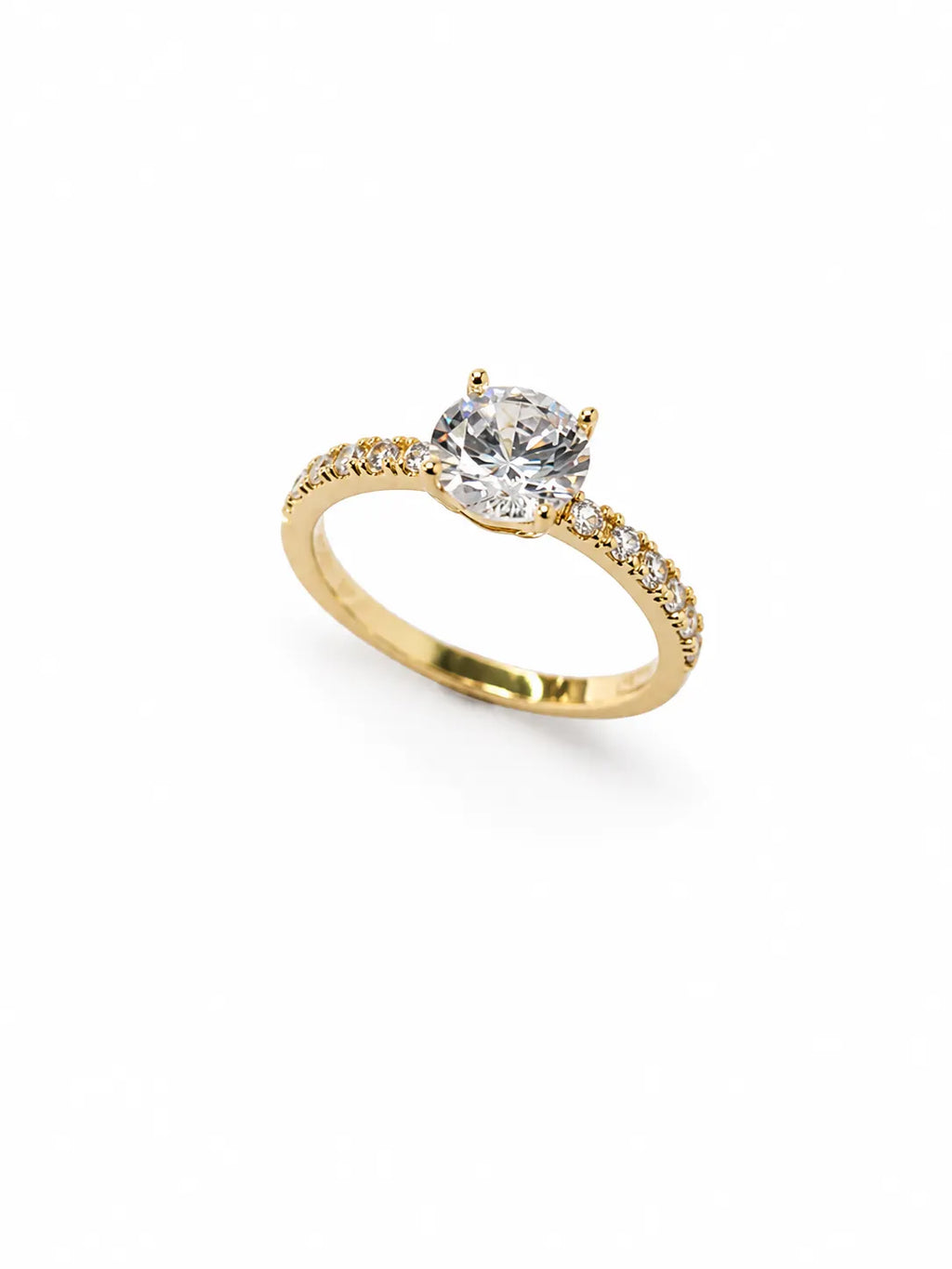 Anel Solitário Cravejado Clara 6mm Banho Ouro 18k