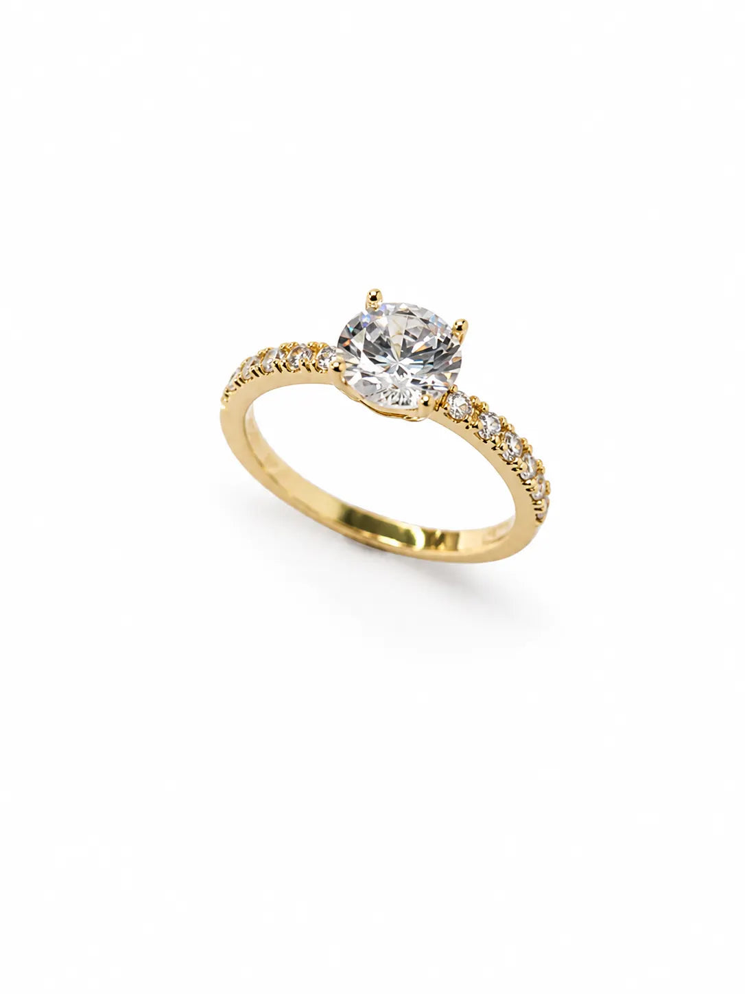 Anel Solitário Cravejado Clara 6mm Banho Ouro 18k
