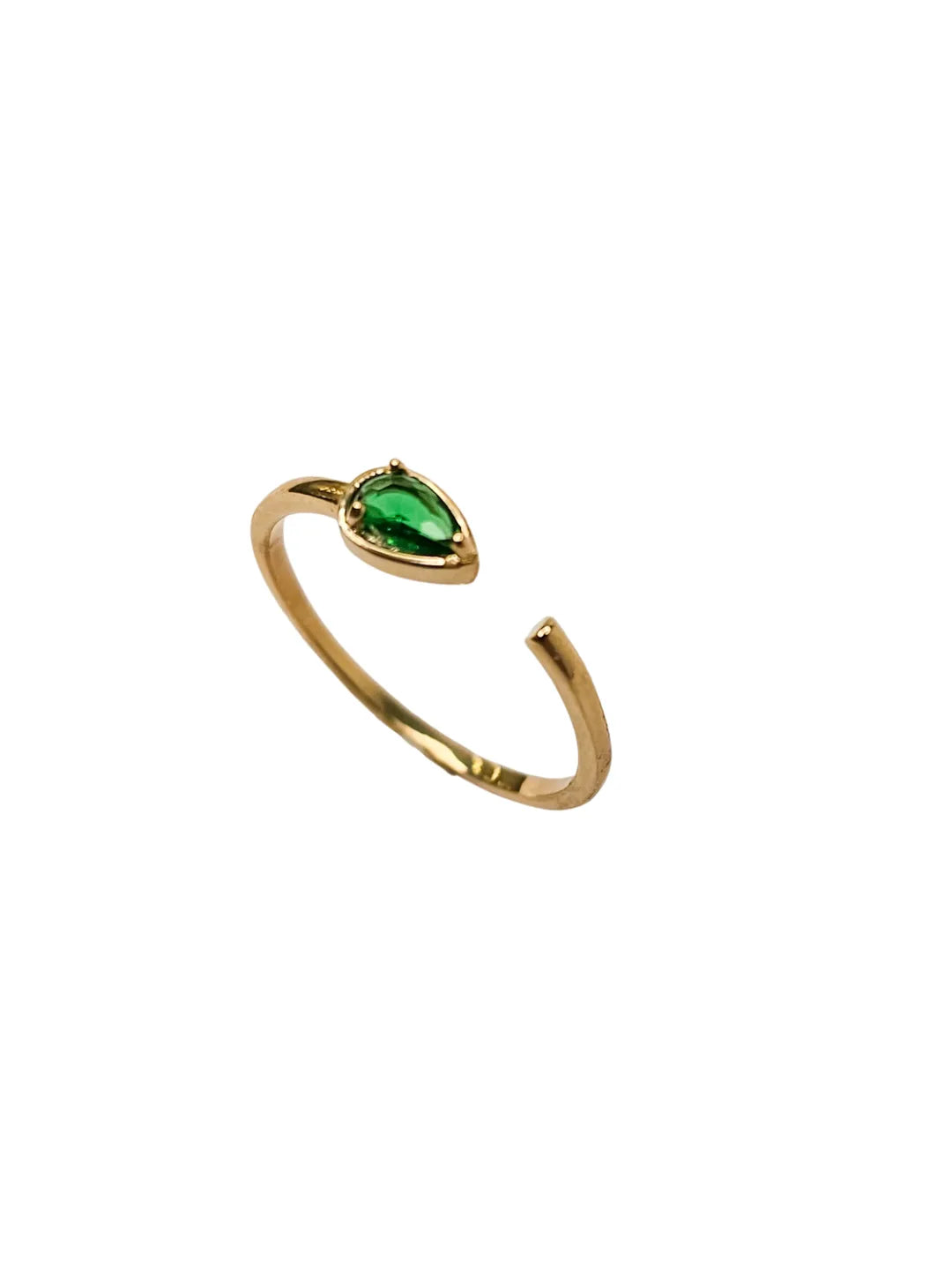 Anel Esmeralda Clara Regulável Banho Ouro 18k