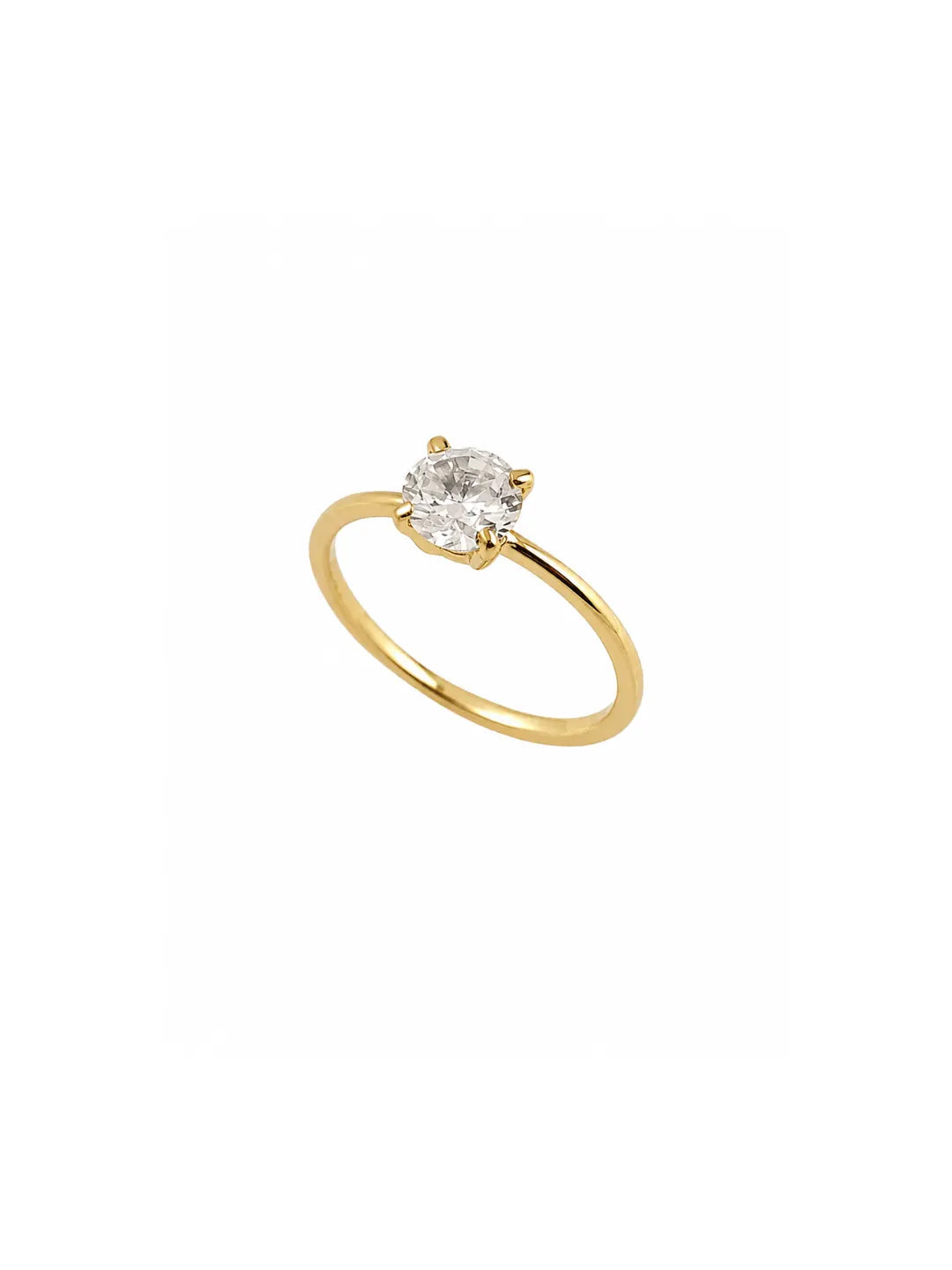 Anel Solitário Zircônia Elis 6mm Banho Ouro 18k