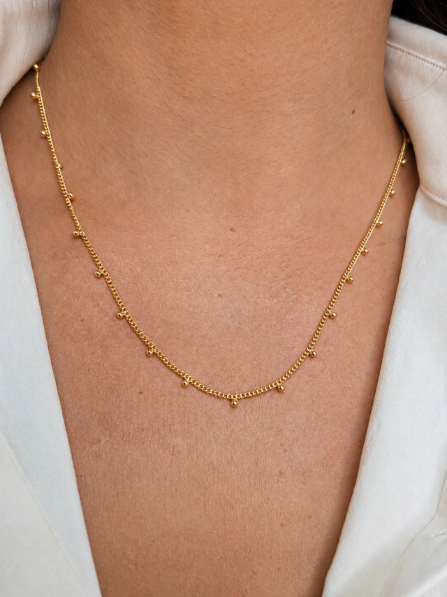 Colar Mini Esferas 40 cm Banho Ouro 18k