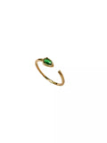 Anel Esmeralda Clara Regulável Banho Ouro 18k