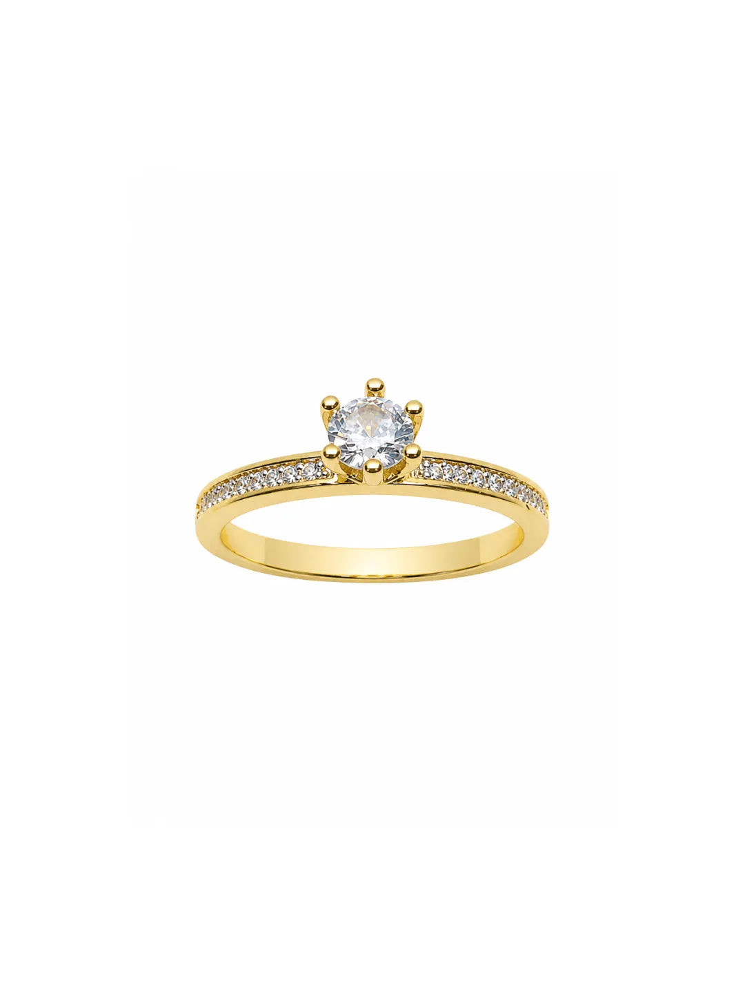 Anel Solitário Cravejado Clara 5mm Banho Ouro 18k