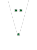 Conjunto Esmeralda 45 cm Banho Ródio Branco