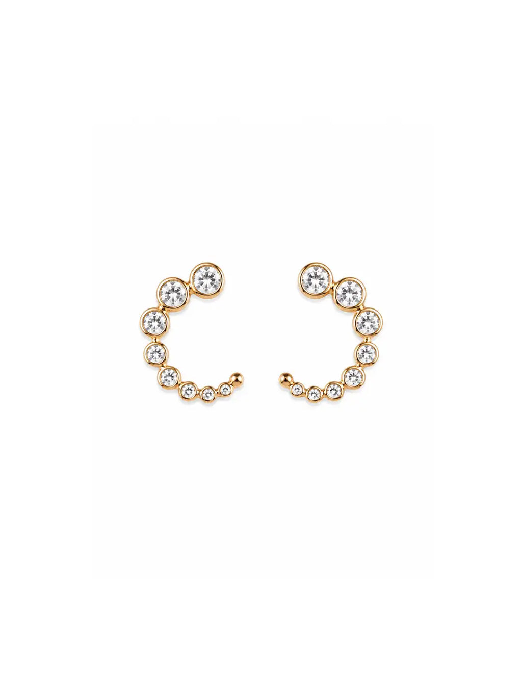 Brinco Meia Lua Cravejado Nara Banho Ouro 18K