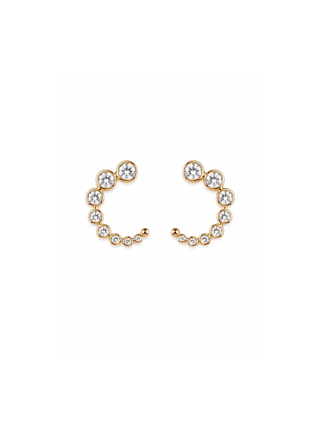 Brinco Meia Lua Cravejado Nara Banho Ouro 18K