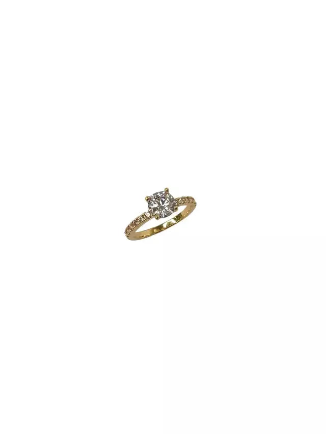 Anel Solitário Cravejado Clara 6mm Banho Ouro 18k