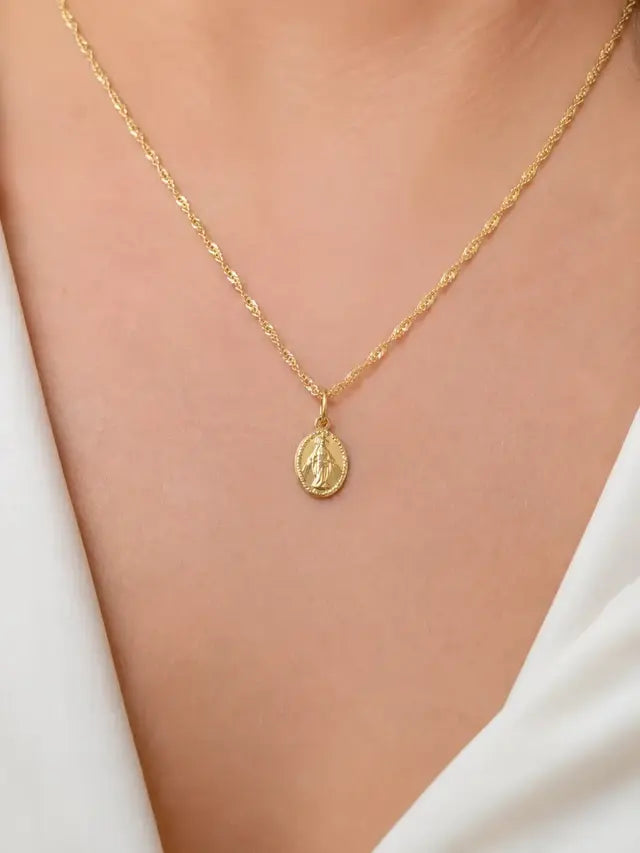 Pingente Medalha Nossa Senhora das Graças Banho Ouro 18k