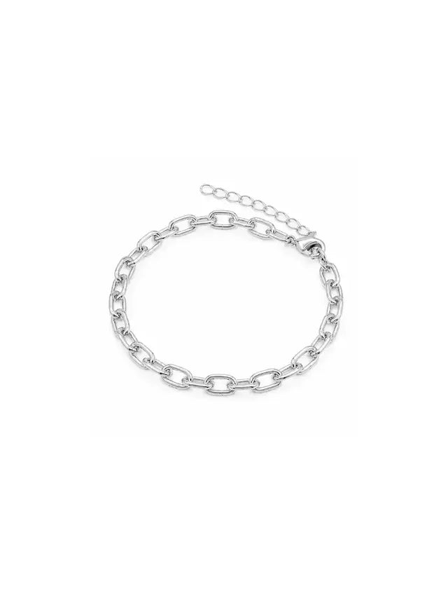 Pulseira Corrente Elos Banho Ródio Branco